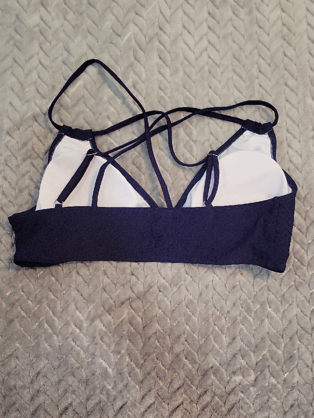 Strappy Triangle Bikini Bralette in Navy - Picture 2 of 4